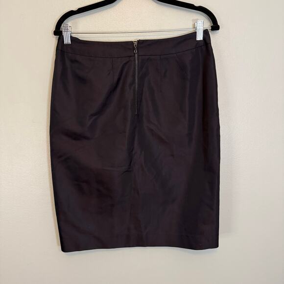 Magaschoni Collection Pencil Mini Skirt 8 Work Silk Velvet Panel Contrast Black - Picture 2 of 7